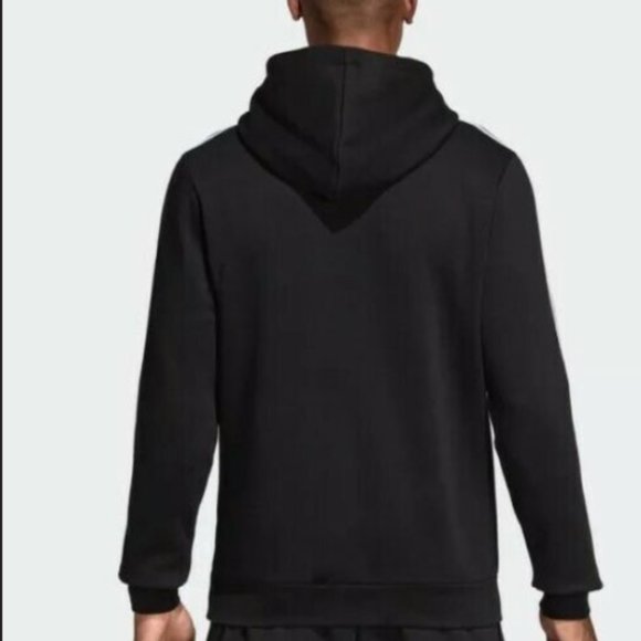 Adidas Essentials 3 Stripes Fleece Hoodie Black/White - Picture 2 of 11
